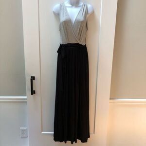 NWT Color Thread Pitaya black and gray knit maxi dress w tie belt woman’s size L